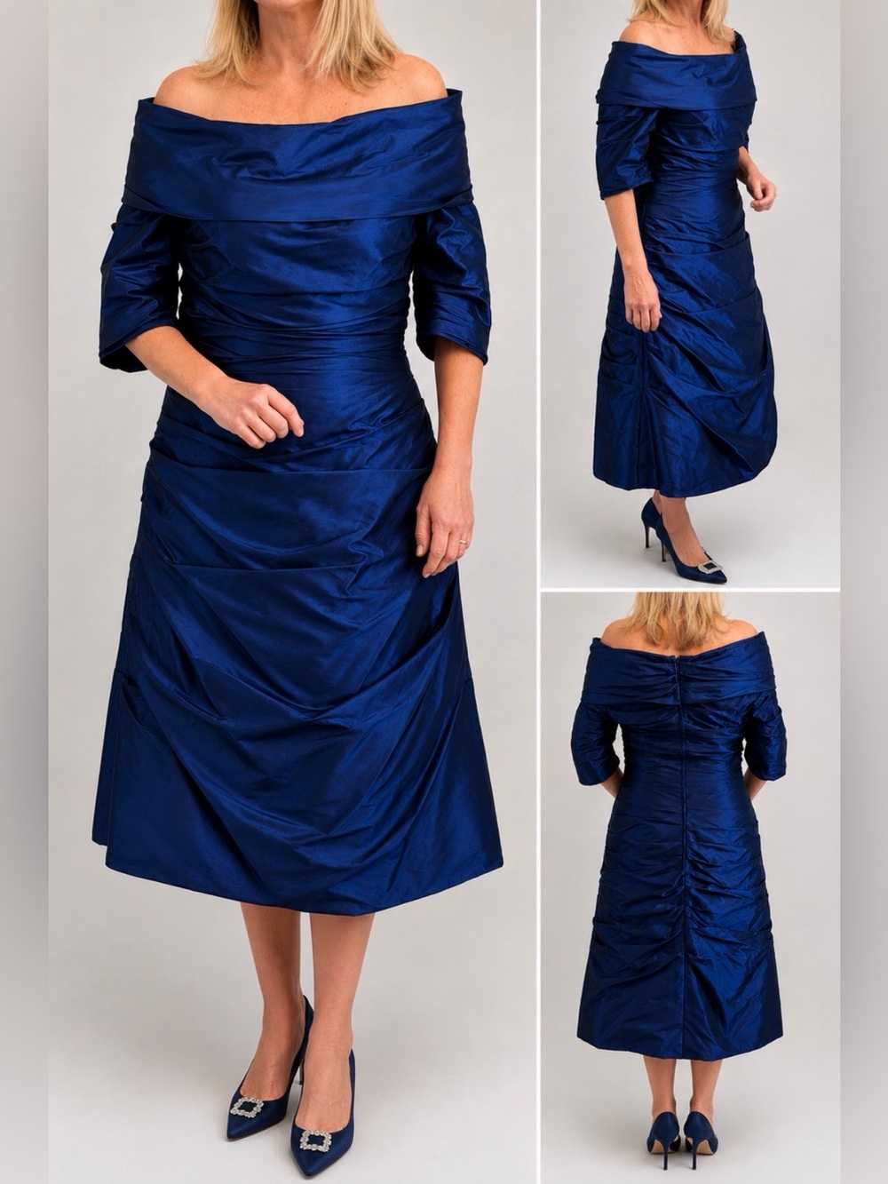Catherine Regehr Elegant Midnight Blue Off the Shoulder Gown